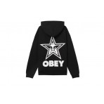 Obey Bold Star Extra Heavy Ανδρικό Φούτερ Με Κουκούλα Μαύρο