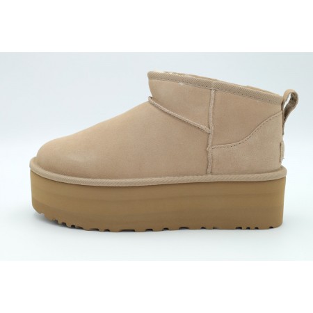 Ugg Classic Ultra Mini Platform Γυναικεία Μποτάκια Μπεζ