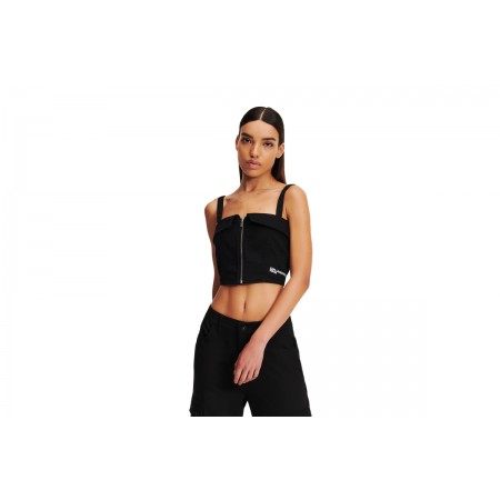 Karl Lagerfeld Folded Bustier Γυναικεία Αμάνικη Crop Top Μπλούζα