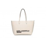 Karl Lagerfeld Essential Logo Γυναικεία Τσάντα Shopper Εκρού