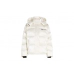 Karl Lagerfeld Long Belted Γυναικείο Puffer Μπουφάν Λευκό