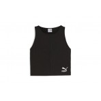 Puma Classics Ribbed Crop Top Γυναικεία Αμάνικη Μπλούζα Μαύρη