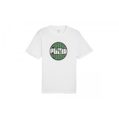 Puma Graphics Circular Ανδρικό Κοντομάνικο T-Shirt Λευκό