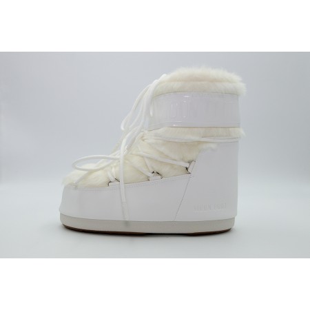 Moon Boot Icon Low Faux Fur Γυναικείες Μπότες Λευκές