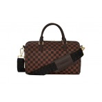 Sprayground Core Embossed Check Mini Duffle Τσάντα Καφέ, Μαύρη