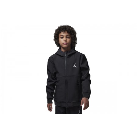 Jordan Soft Shell Lightweight Παιδικό Τζάκετ με Κουκούλα Μαύρο