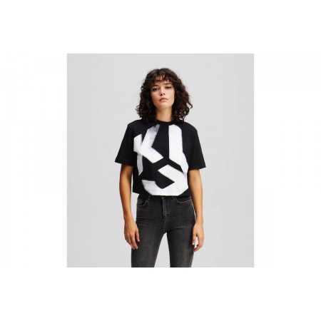 Karl Lagerfeld Γυναικείο Cropped Κοντομάνικο T-Shirt