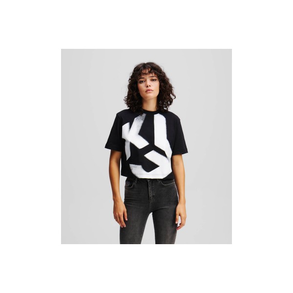 Karl Lagerfeld Cropped Bleach Logo T-Shirt Γυναικείο (A1W17033 999)