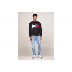 Tommy Jeans Relaxed Big Flag Crew Neck Μακρυμάνικη Μπλούζα Μαύρη