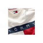 Tommy Jeans Relaxed Big Flag Crew Neck Μακρυμάνικη Μπλούζα Λευκή