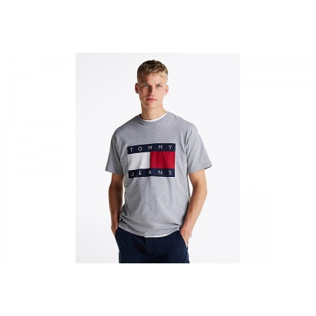 Tommy Jeans Ανδρικό Κοντομάνικο T-Shirt Γκρι