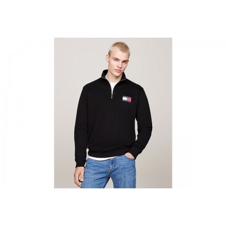 Tommy Jeans Entry Half Zip Ανδρική Μακρυμάνικη Μπλούζα Μαύρη