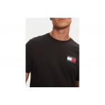 Tommy Jeans Essential Flag Ανδρικό Κοντομάνικο T-Shirt Μαύρο