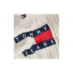 Tommy Jeans Center Flag Sweater Γυναικεία Crop Top Μπλούζα Λευκή