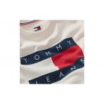 Tommy Jeans Flag Oversize Fit Γυναικεία Μακρυμάνικη Μπλούζα Εκρού