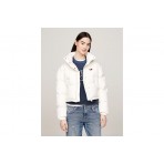 Tommy Jeans Back Flag Alaska Γυναικείο Puffer Μπουφάν Λευκό