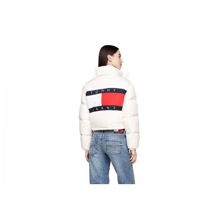 Tommy Jeans Back Flag Alaska Γυναικείο Puffer Μπουφάν Λευκό