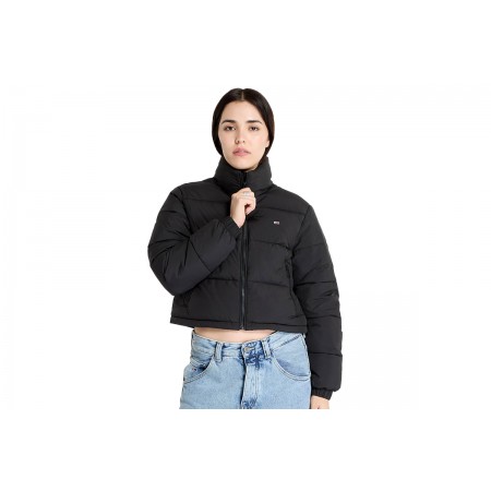 Tommy Jeans Crop Essential Γυναικείο Puffer Μπουφάν Μαύρο