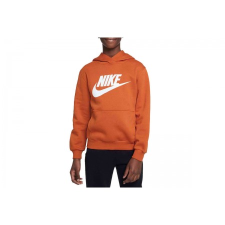 Nike Club Fleece Παιδικό Φούτερ Με Κουκούλα Πορτοκαλί