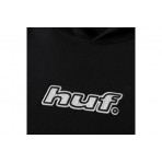 Huf Logo Applique Fleece Ανδρικό Φούτερ Με Κουκούλα Μαύρο