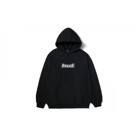 Huf Logo Applique Fleece Ανδρικό Φούτερ Με Κουκούλα Μαύρο