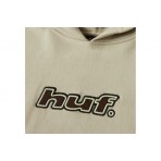 Huf Logo Applique Fleece Ανδρικό Φούτερ Με Κουκούλα Μπεζ