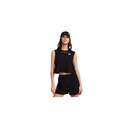 Nike Sportswear Club Γυναικεία Αμάνικη Crop Top Μπλούζα Μαύρη