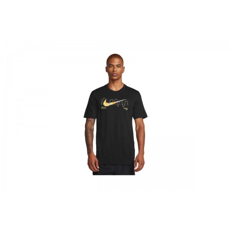 Nike Dri-FIT Graphic Ανδρικό Κοντομάνικο Αθλητικό T-Shirt Μαύρο