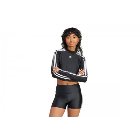 Adidas Originals 3 Stripes Crop Top Μακρυμάνικη Crop Top Μπλούζα