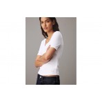 Calvin Klein Slim Ribbed V-Neck Γυναικείο Κοντομάνικο T-Shirt