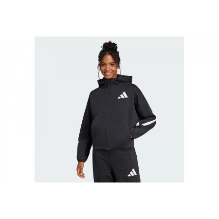 Adidas Performance Z.N.E Full - Zip Γυναικεία Πολυεστερική Ζακέτα με Κουκούλα Μαύρη