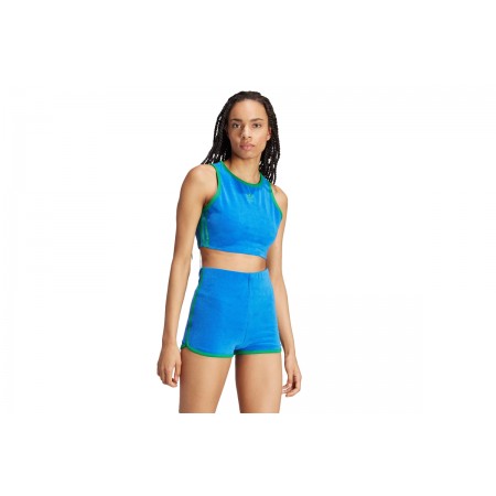 Adidas Originals Terry Γυναικεία Αμάνικη Crop Top Μπλούζα Μπλε