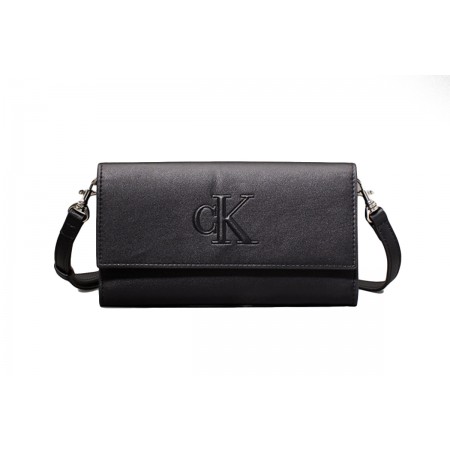 Calvin Klein Sculpted Long Fold Strap Deboss Πορτοφόλι Μαύρο