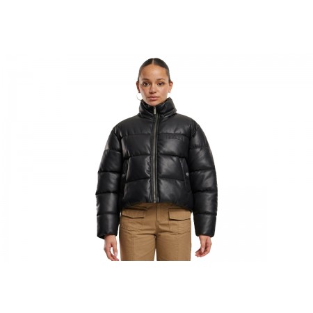 Karl Kani Serif Crop PU Γυναικείο Puffer Μπουφάν Μαύρο