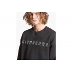 Dsquared2 Brushed Fleece Ανδρική Μακρυμάνικη Μπλούζα Μαύρη, Ασημί