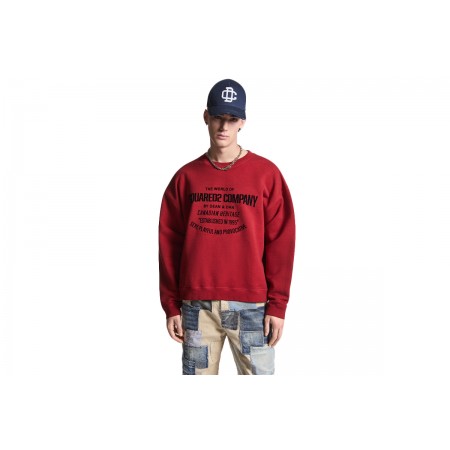 Dsquared2 Relax Fit Crewneck Ανδρική Μακρυμάνικη Μπλούζα Κόκκινη