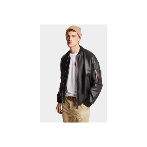 Dsquared2 Leather Bomber Μπουφάν Δερμάτινο Ανδρικό (S74AM1502SY1602 900)