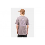 Huf Set Triple Triangle Ανδρικό Κοντομάνικο T-Shirt Γκρι, Μωβ