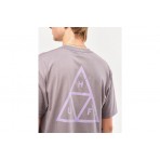 Huf Set Triple Triangle Ανδρικό Κοντομάνικο T-Shirt Γκρι, Μωβ