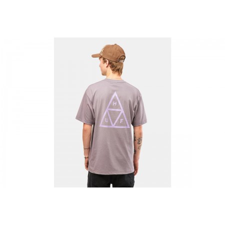 Huf Set Triple Triangle Ανδρικό Κοντομάνικο T-Shirt Γκρι, Μωβ