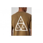 Huf Set Triple Triangle Ανδρικό Κοντομάνικο T-Shirt Καφέ