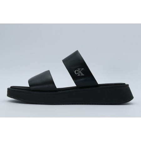 Calvin Klein Slide Double Strap Σανδάλια Μαύρα